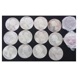 ROLL OF 14 CANADIAN 80% SILVER DOLLARS