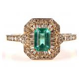 GORGEOUS EMERALD & DIAMOND 10K LADIES RING