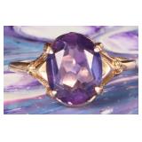 10K GOLD 1.5CT OVAL PURPLE SAPPHIRE LADIES RING