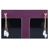 18K YELLOW GOLD STUD DANGLE EARRINGS W/ PEARLS