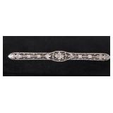 ANTIQUE ART DECO 14K WHITE GOLD SAPPHIRE BROOCH