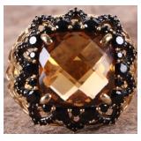 18K YELLOW GOLD FILIGREE CITRINE LADIES RING