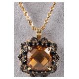 18K YELLOW GOLD FILIGREE CITRINE LADIES NECKLACE