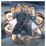 10.5CT TOPAZ 18K YELLOW GOLD LADIES RING