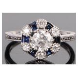 PLATINUM NATURAL DIAMOND SAPPHIRE LADIES RING