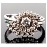 14K WHITE GOLD NATURAL DIAMOND LADIES RING