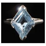 3CT BLUE TOPAZ 14K WHITE GOLD LADIES RING