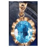 10K YELLOW GOLD LADIES PENDANT W/ 3.5CT TOPAZ GEM