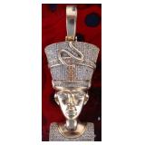 457 DIAMONDS NEFERTITI 10K YELLOW GOLD PENDANT