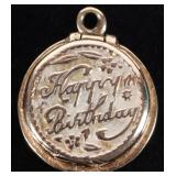 14K YELLOW GOLD HAPPY BIRTHDAY PENDANT LOCKET