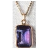 18K NECKLACE WITH 15MM PURPLE SAPPHIRE PENDANT