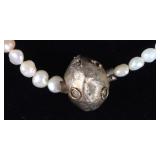 UNIQUE 18K GOLD CLASP BAROQUE PEARL NECKLACE W 925