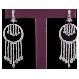 18K WHITE GOLD DIAMOND CHANDELIER DROP EARRINGS