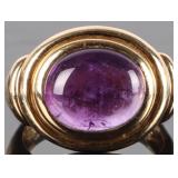 14K YELLOW GOLD CABOCHON AMETHYST LADIES RING
