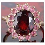 3.0CT GARNET PINK QUARTZ 14K YELLOW GOLD RING