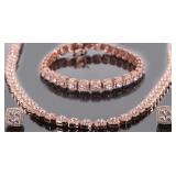 ROSE-GOLD-TONE STERLING JEWELRY SET RHINESTONES-3