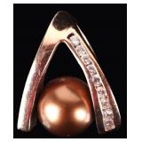 LE VIAN CHOCOLATE PEARL & DIAMOND 14K PENDANT