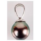 9.4MM BLACK PEARL 14K WHITE GOLD PENDANT