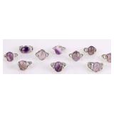 PURPLE NATURAL AMETHYST LADIES SILVER-TONE RINGS