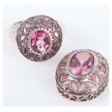 STERLING SILVER PINK TOPAZ FILIGREE MATCHING SET