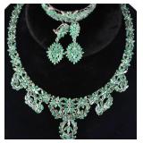 ~67.25CTW EMERALD STERLING SILVER MATCHING SET