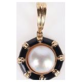 13.5MM PEARL ENAMELED 14K YELLOW GOLD PENDANT