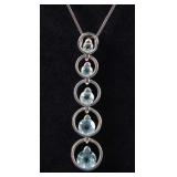 STERLING SILVER LADIES NECKLACE W/ 5 TOPAZ GEMS