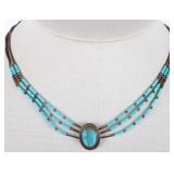 SOUTHWEST STERLING SILVER TURQUOISE NECKLACE