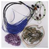 LADIES NECKLACES W/ COLORFUL BEADS LOT OF SIX