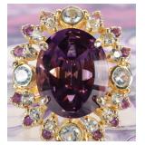 17CT NATURAL OVAL  AMETHYST & TOPAZ LADIES RING