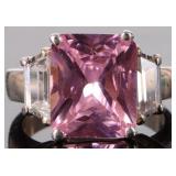 9X11MM PINK CUBIC ZIRCONIUM STERLING SILVER RING