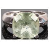 STERLING SILVER CUSHION ROSE AQUA LADIES RING