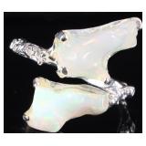 STERLING SILVER MENS BRUTALIST RING W/ OPALS