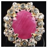 6.0CT RUBY & TOPAZ STERLING SILVER COCKTAIL RING