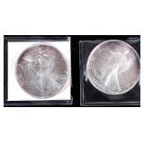 1992 S/W FINE SILVER AMERICAN EAGLES - (2)