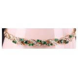 14K YELLOW GOLD LADIES BRACELET W/ RHINESTONES