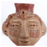 ANTIQUE AZTEC TOLTEC PLUMBATE HEAD FACE JUG