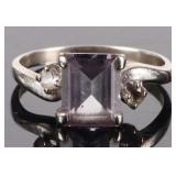 1.5CT BLUE SAPPHIRE 10K WHITE GOLD LADIES RING