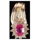 14K YELLOW GOLD LADIES PENDANT W DIAMONDS SAPPHIRE
