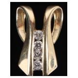 14K YELLOW GOLD NATURAL DIAMOND RIBBON PENDANT