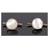 14K YELLOW GOLD MOP PAIR OF MEN'S CUFFLINKS