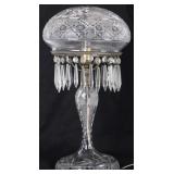 ANTIQUE LEVITON MUSHROOM LAMP W/ GLASS & CRYSTAL