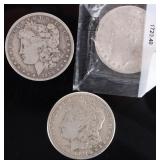 US MORGAN SILVER DOLLARS 1889, 1900, 1921 LOT OF 3
