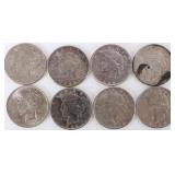 ASSORTED 90% SILVER LIBERTY PEACE DOLLARS - (8)