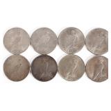 ASSORTED 90% SILVER LIBERTY PEACE DOLLARS - (8)