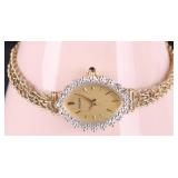 14K YELLOW GOLD PULSAR LADIES WRISTWATCH W/ SAPHRE