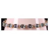 10K YELLOW GOLD LADIES BRACELET W/ TOURMALINE GEMS