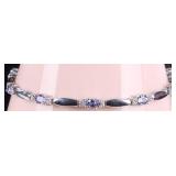 PURPLE IOLITE & SAPPHIRE 10K WHITE GOLD BRACELET