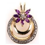 STERLING SILVER AMETHYST DIAMOND LADIES PENDANT