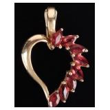 14K YELLOW GOLD PINK GLASS LADIES PENDANT